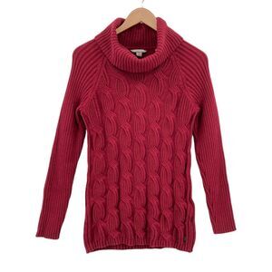 Royal Robbins Sweater Womens Small Red Knit Cotton Blend Turtleneck Pullover